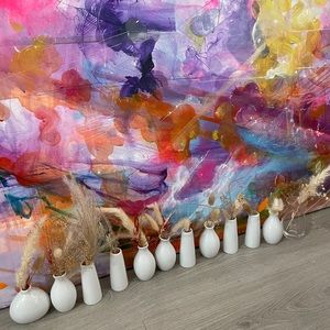 Bud Vases With Pampas/dried Flowers (12 Pieces)